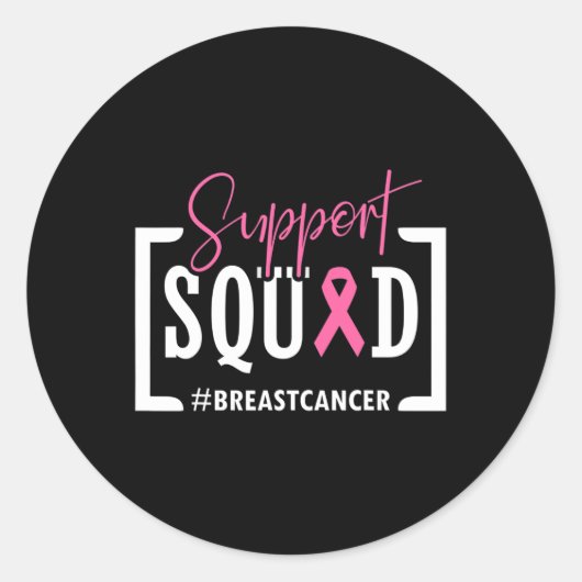 Unterstützung des Squad Brustkrebs-Bewusstseins-Kr Runder Aufkleber (Vorderseite)