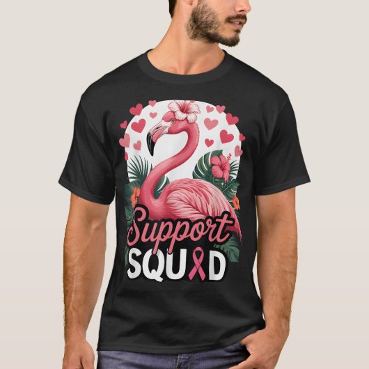 Unterstützung des Squad Flamingo Brustkrebs-Bewuss T-Shirt (Vorderseite)
