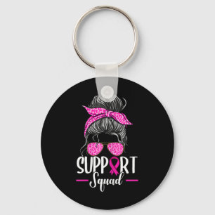 Unterstützung des Squad Messy Bun Breast Cancer Aw Schlüsselanhänger