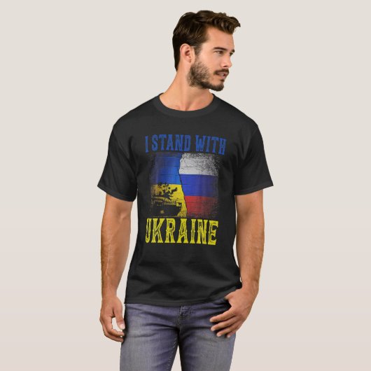 Unterstützung, die ich mit der Ukraine stehe Russi T-Shirt (Vorne ganz)