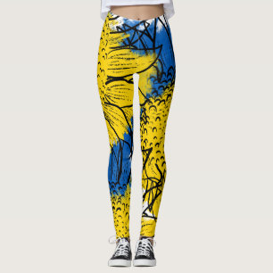 Unterstützung für die Blaue und Gelbe Blume in der Leggings
