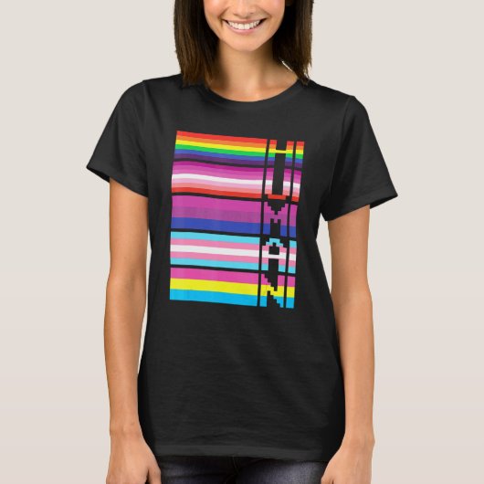 Unterstützung für die Fahne von Lgbtqia Rainbow Lg T-Shirt (Vorderseite)