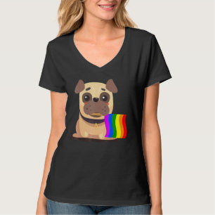 Unterstützung für Niedlichen Mops, Hunde-Regenboge T-Shirt