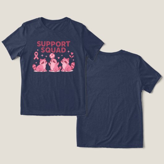 Unterstützung für Raccos mit Squad Pink Ribbon Tri-Blend Shirt (Design Vorderseite & Rückseite)