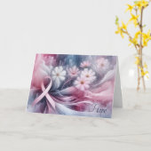 Unterstützung für rosa Ribbon-Brustkrebs Karte (Gelbe Blume)