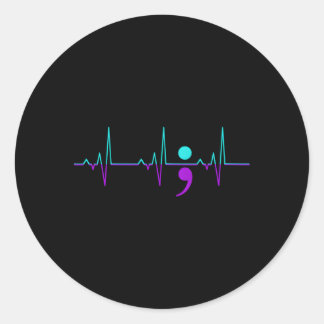 Unterstützung für Selbstmordbewusstsein Happy Ribb Runder Aufkleber