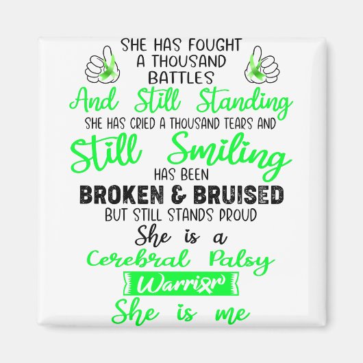 Unterstützung Geschenke des zerebral Palsy Krieger Magnet (Vorne)