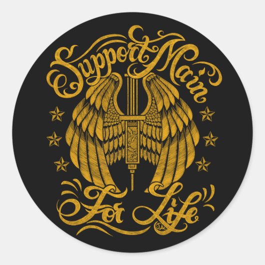 Unterstützung Haupt-Grunge Gelbe Nadelflügel Runder Aufkleber (Vorderseite)