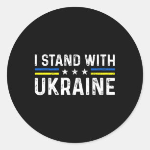 Unterstützung Ich stehe mit Ukraine Ukrainische Fl Runder Aufkleber