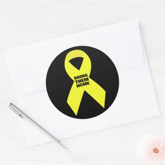 UNTERSTÜTZUNG ISRAEL - Gelbe Schleife bringt sie j Runder Aufkleber (Umschlag)