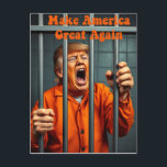 Unterstützung Kamala Walz Justiz Trump Funny Satir Postkarte<br><div class="desc">Dieses Design zeigt eine mutige Darstellung Donald Trumps hinter Gittern in einer Gefängniszelle, die Rechenschaftspflicht und Gerechtigkeit symbolisiert. Trump wird gezeigt, wie er die Bars mit einem orangefarbenen Jumpsuit packt. Über ihm werden die Worte "Make America Great Again" sarkastisch in fett gedruckten Schriften dargestellt, was einen scharfen Kontrast zur Szene...</div>