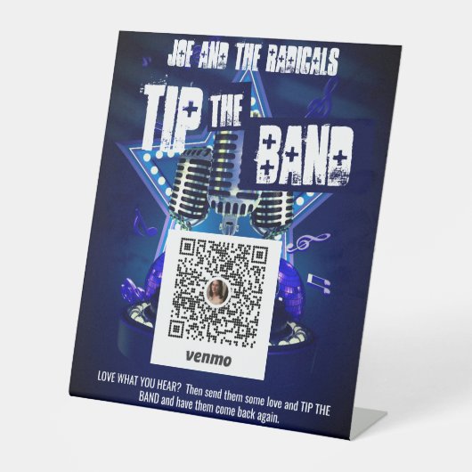 Unterstützung lokaler Band Venmo Pedestal-Zeichen Sockelschild (Vorderseite)