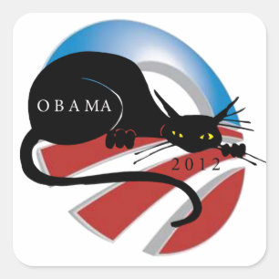 UNTERSTÜTZUNG OBAMA CAT-LOVERE QUADRATISCHER AUFKLEBER