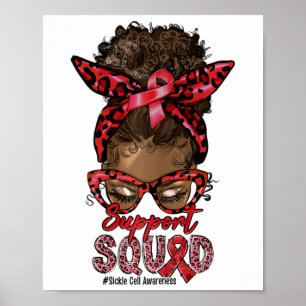 Unterstützung Squad Afro Messy Bun Leopard Sickle Poster