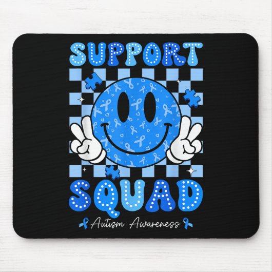 Unterstützung Squad Autismus Bewusstsein Smile Fac Mousepad (Vorne)