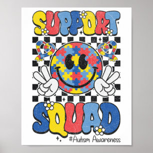 Unterstützung Squad Autismus Bewusstsein Smile Fac Poster