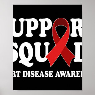 Unterstützung Squad Heart Disease Awareness Ribbon Poster