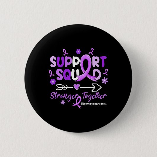 Unterstützung Squad Lila Ribbon Fibromyalgie Bewus Button (Vorderseite)