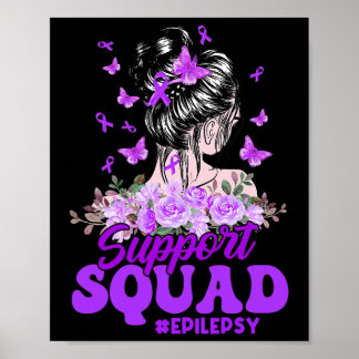 Unterstützung Squad Messy Bun Butterfly Lila Ribbo Poster