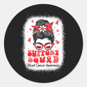 Unterstützung Squad Messy Bun Butterfly Red Ribbon Runder Aufkleber