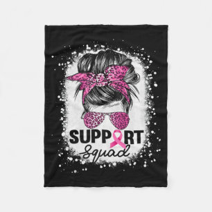 Unterstützung Squad Messy Bun Pink Breast Cancer A Fleecedecke