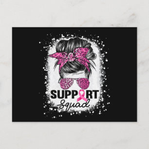 Unterstützung Squad Messy Bun Pink Breast Cancer A Postkarte