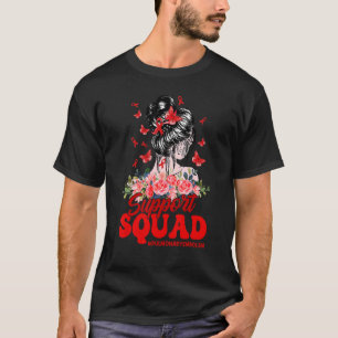 Unterstützung Squad Messy Bun Red Ribbon Pulmonbol T-Shirt