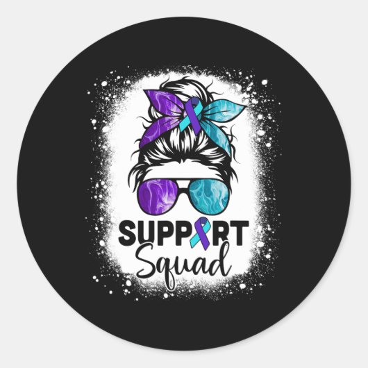 Unterstützung Squad Messy Bun Suizidprävention Awa Runder Aufkleber (Vorderseite)