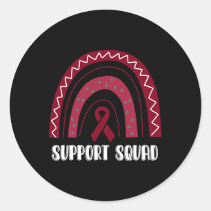 Unterstützung Squad Rainbow Burgundy Brain Aneurys Runder Aufkleber