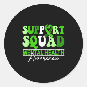 Unterstützung Squad Sunflower Hair Mental Health A Runder Aufkleber