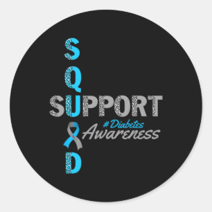 Unterstützung Squad T1d T2d Diabetes Grau blaue Sc Runder Aufkleber