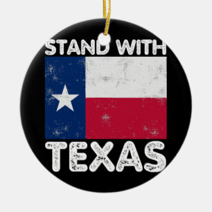 Unterstützung Texas ich mit Texas Texan Flag stehe Keramik Ornament
