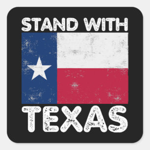 Unterstützung Texas ich mit Texas Texan Flag stehe Quadratischer Aufkleber