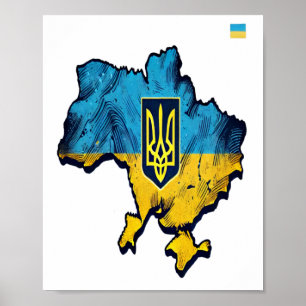 Unterstützung Ukraine - Freie Ukraine Karte mit Fl Poster