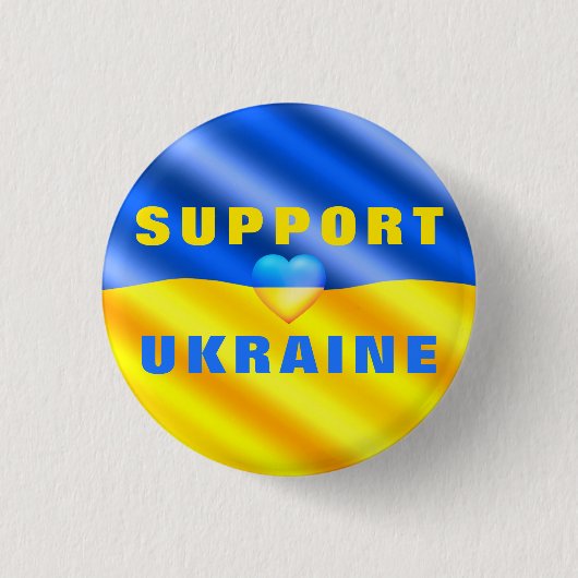 Unterstützung Ukraine Freiheit Herz Ukraine Flag-T Button (Vorderseite)