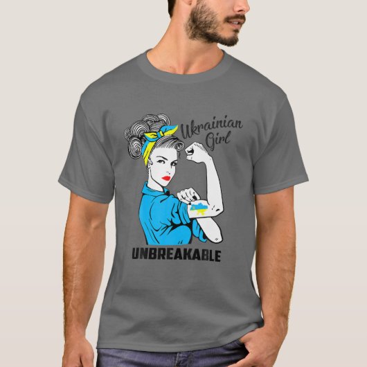 Unterstützung Ukraine Mädchen unzerbrechlich stark T-Shirt (Vorderseite)
