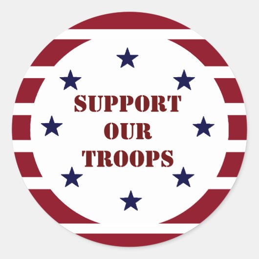 UNTERSTÜTZUNG UNSERER TROOPS-STICKER RUNDER AUFKLEBER (Vorderseite)