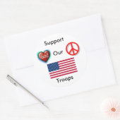 Unterstützung unserer Truppen, Frieden, Liebe Runder Aufkleber (Umschlag)