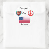 Unterstützung unserer Truppen, Frieden, Liebe Runder Aufkleber (Tasche)
