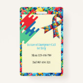 Unterstützung von Autismus Hund-ID Kind oder Erwac Ausweis (Rückseite)