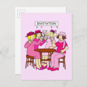 Unterstützung von Brustkrebs Frauen in rosa Einlad Einladungspostkarte (Vorne/Hinten)