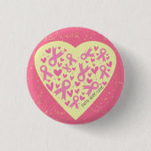 Unterstützung von Brustkrebs Herz Button (Vorderseite)