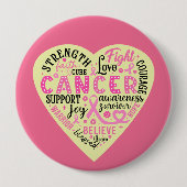 Unterstützung von Brustkrebs Herz Button (Vorderseite)