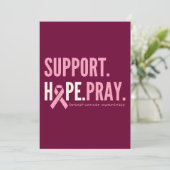 Unterstützung von Brustkrebs Hoffnung beten Einlad Einladung (Stehend Vorderseite)