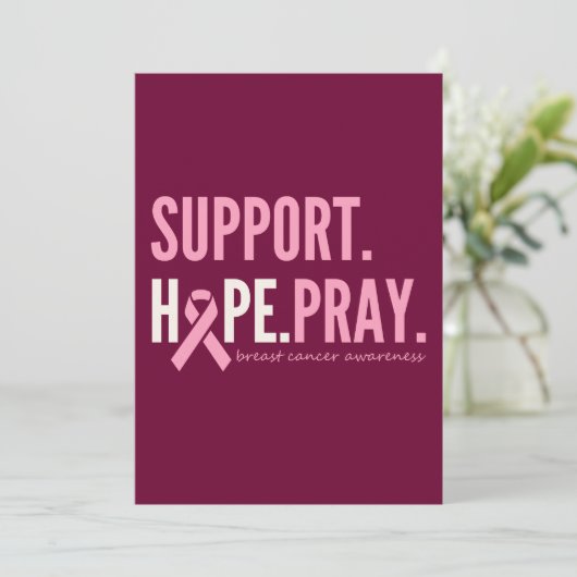 Unterstützung von Brustkrebs Hoffnung beten Einlad Einladung (Stehend Vorderseite)