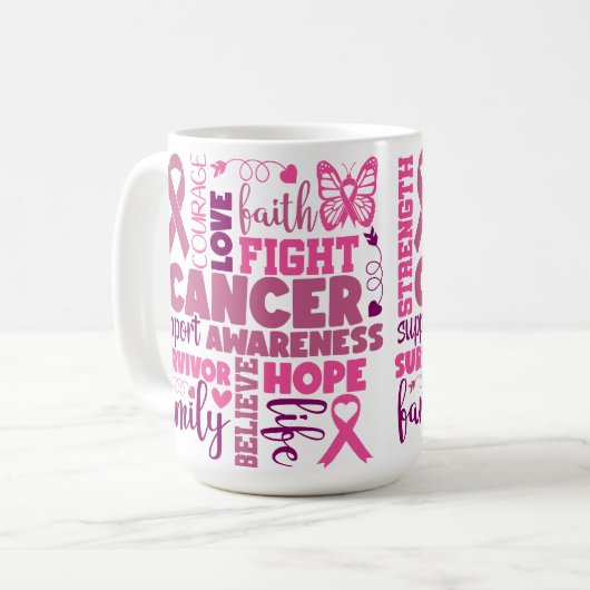 UNTERSTÜTZUNG VON BRUSTKREBS UND BEWUSSTSEIN KAFFEETASSE (Vorderseite Links)