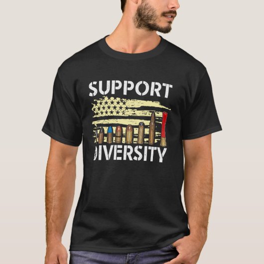 Unterstützung von Diversity Gun Bullets Veteran So T-Shirt (Vorderseite)