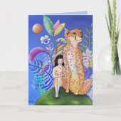 Unterstützung von Geparden und Girl Art Karte (Vorderseite)