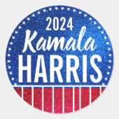 Unterstützung von Kamala Harris 2024 Progress and Runder Aufkleber (Vorderseite)