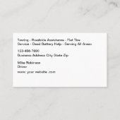 Unterstützung von Kraftfahrzeugen Visitenkarte (Rückseite)